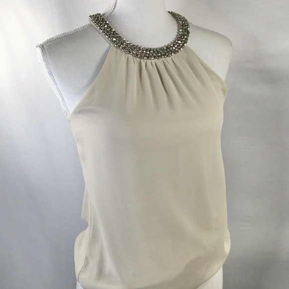Express~High Beaded Neck~Cut Out Shoulders~Lined~ - Picture 4 of 11